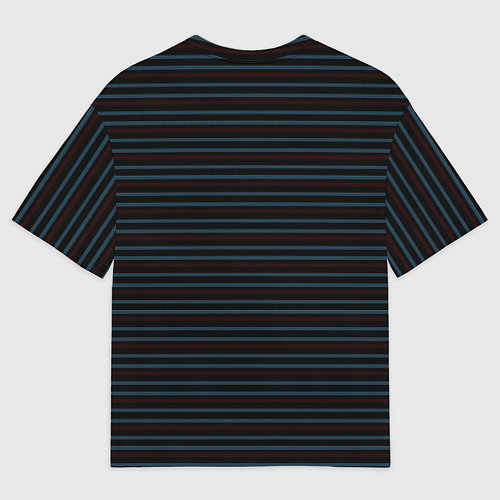 Мужская футболка оверсайз Чёрный в сине-красную полоску / 3D-принт – фото 2