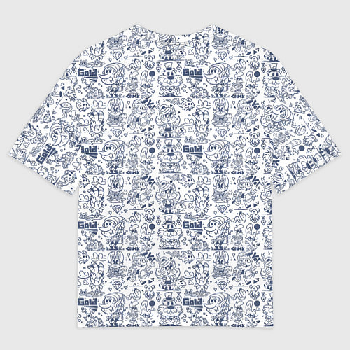 Мужская футболка оверсайз Человечки и животные скетч / 3D-принт – фото 2