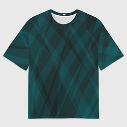 Мужская футболка оверсайз Тёмный зелёный полосатый