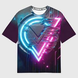 Футболка оверсайз мужская Neon geometric abstraction - ai art, цвет: 3D-принт