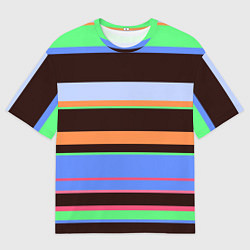 Футболка оверсайз мужская Разноцветный полосатый, цвет: 3D-принт