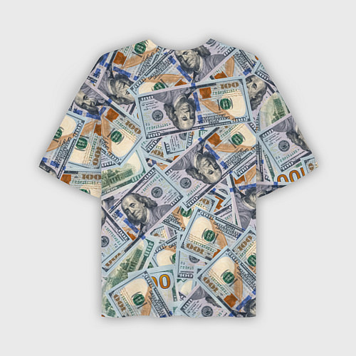 Мужская футболка оверсайз Банкноты сто долларов / 3D-принт – фото 2