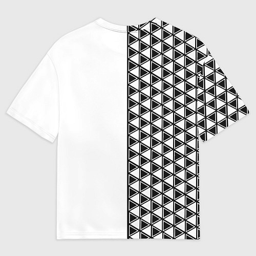Мужская футболка оверсайз Чёрные треугольники на белом фоне / 3D-принт – фото 2
