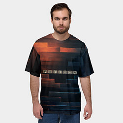 Футболка оверсайз мужская Надпись Freedom на стене, цвет: 3D-принт — фото 2