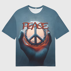 Мужская футболка оверсайз Знак мира в ладони