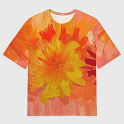 Мужская футболка оверсайз Абстракция цветы мастихин