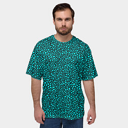 Футболка оверсайз мужская Чёрно-бирюзовый паттерн пятнышки, цвет: 3D-принт — фото 2