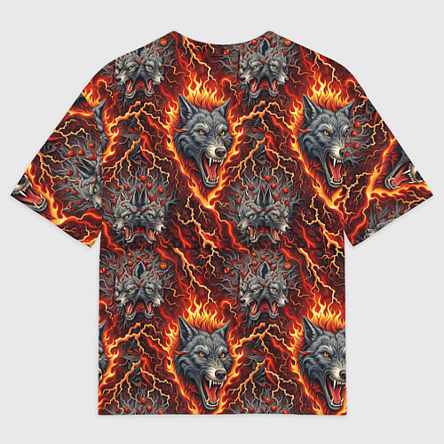 Мужская футболка оверсайз Волки эпичный паттерн / 3D-принт – фото 2