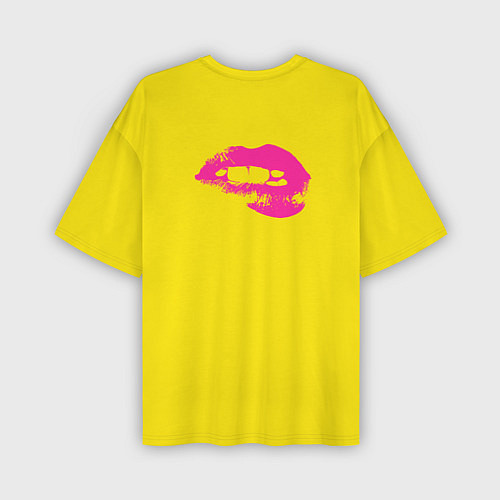 Мужская футболка оверсайз Абстрактные ретро губы / 3D-принт – фото 2