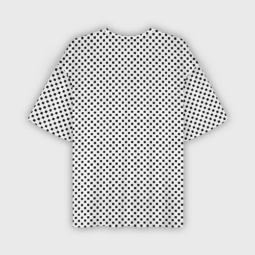 Мужская футболка оверсайз Белый в маленький чёрный квадрат / 3D-принт – фото 2