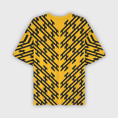 Мужская футболка оверсайз Чёрные полосы на жёлтом фоне / 3D-принт – фото 2