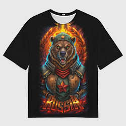 Мужская футболка оверсайз Русский военный медведь солдат