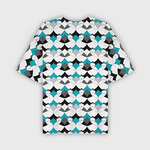 Мужская футболка оверсайз Разноцветный черный голубой с белым геометрический / 3D-принт – фото 2