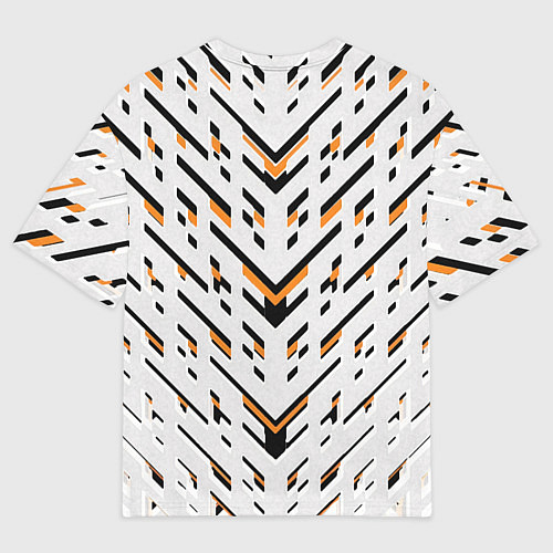 Мужская футболка оверсайз Чёрные и жёлтые полосы на белом фоне / 3D-принт – фото 2