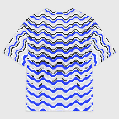 Мужская футболка оверсайз Black and blue stripes on a white background / 3D-принт – фото 2