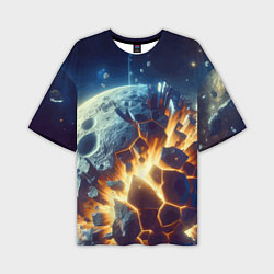 Мужская футболка оверсайз Взрыв планеты - космос от нейросети