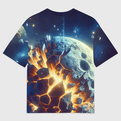 Мужская футболка оверсайз Взрыв планеты - космос от нейросети / 3D-принт – фото 2