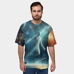 Футболка оверсайз мужская Человек и космос - нейросеть, цвет: 3D-принт — фото 2