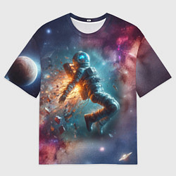Футболка оверсайз мужская Космонавт в открытом космосе - нейросеть, цвет: 3D-принт