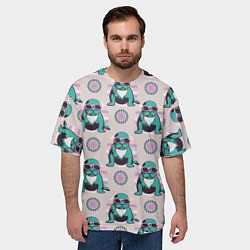 Футболка оверсайз мужская Тюлень и круги, цвет: 3D-принт — фото 2