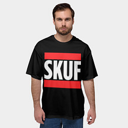 Футболка оверсайз мужская Skuf красные линии, цвет: 3D-принт — фото 2