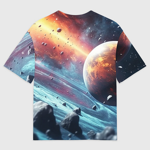Мужская футболка оверсайз Объемный космос и планеты / 3D-принт – фото 2
