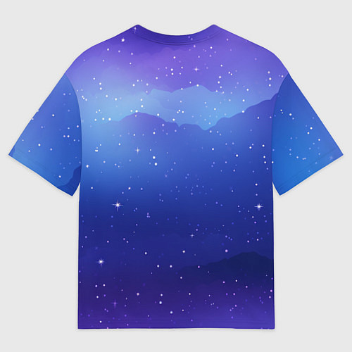 Мужская футболка оверсайз Синий космос и звезды / 3D-принт – фото 2
