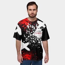 Футболка оверсайз мужская Логотип Chery Automobile на фоне брызг красок, цвет: 3D-принт — фото 2