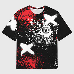 Мужская футболка оверсайз Логотип Чанган на фоне брызг красок