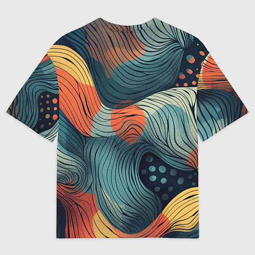Мужская футболка оверсайз Волны линиями / 3D-принт – фото 2
