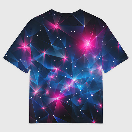 Мужская футболка оверсайз Яркие неоновые вспышки в космосе / 3D-принт – фото 2