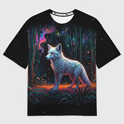 Футболка оверсайз мужская Белая лисица на фоне волшебного леса, цвет: 3D-принт