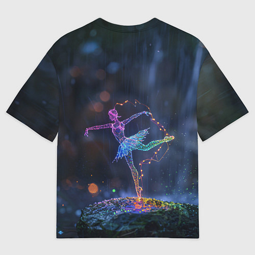 Мужская футболка оверсайз Световые точки в форме балерины / 3D-принт – фото 2