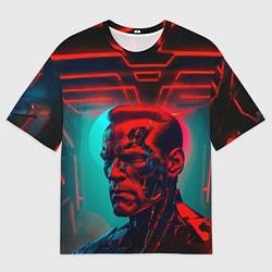 Футболка оверсайз мужская Терминатор в красном свечении, цвет: 3D-принт