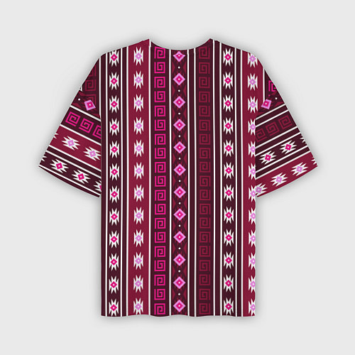 Мужская футболка оверсайз Темно-розовый вертикальный этнический узор / 3D-принт – фото 2