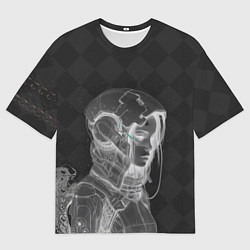 Футболка оверсайз мужская Инверсия девушки в шлеме, цвет: 3D-принт
