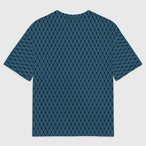 Мужская футболка оверсайз Тёмно-лазурный паттерн сетка / 3D-принт – фото 2