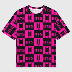 Мужская футболка оверсайз BTS pattern pink logo
