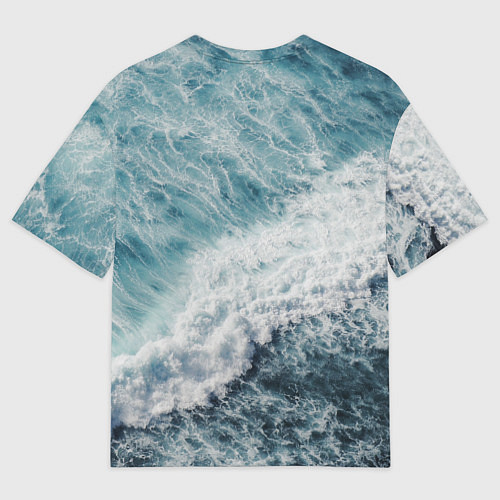 Мужская футболка оверсайз Морская бирюзовая волна / 3D-принт – фото 2