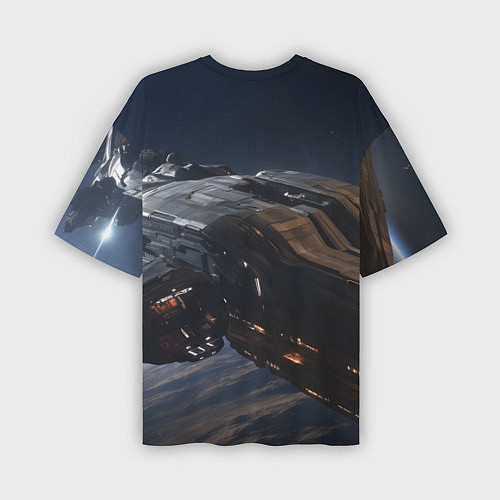 Мужская футболка оверсайз Mass Effect ТалиЗора и космический корабль / 3D-принт – фото 2