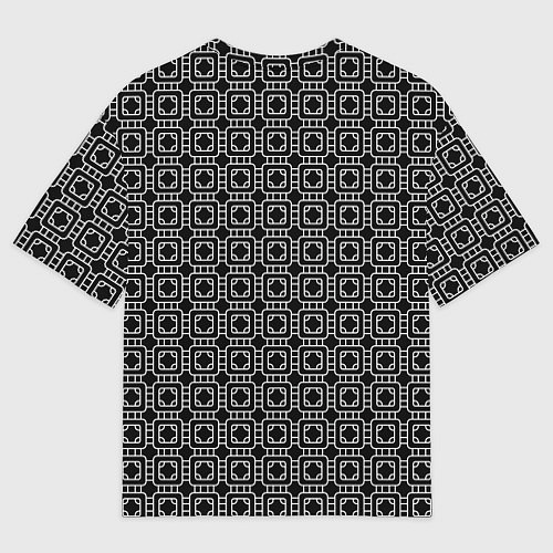 Мужская футболка оверсайз Белый геометрический узор на черном фоне / 3D-принт – фото 2