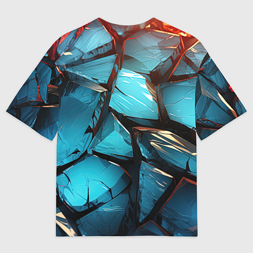 Мужская футболка оверсайз Синие объемные плиты / 3D-принт – фото 2