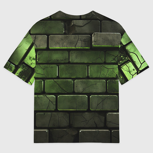 Мужская футболка оверсайз Зеленые неоновые кирпичи / 3D-принт – фото 2