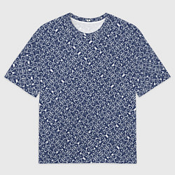 Мужская футболка оверсайз Сине-белый паттерн узорчатый