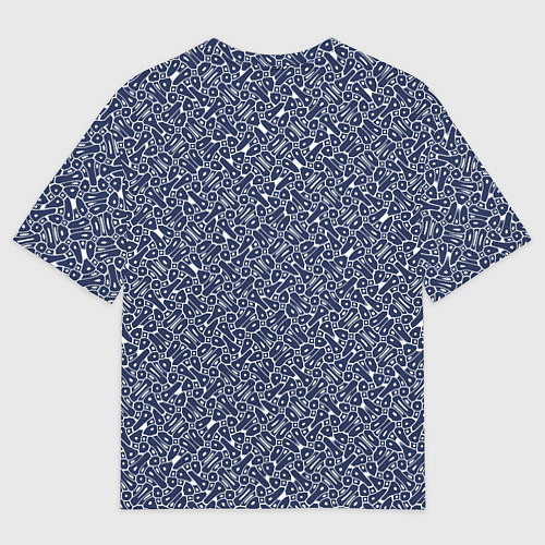 Мужская футболка оверсайз Сине-белый паттерн узорчатый / 3D-принт – фото 2