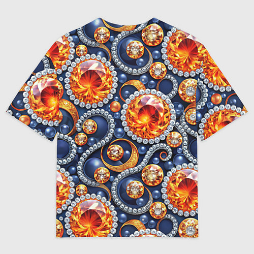 Мужская футболка оверсайз Ювелирные украшение с золотом и бриллиантом паттер / 3D-принт – фото 2