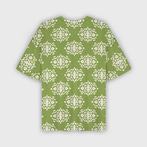 Мужская футболка оверсайз Винтажный орнамент на зеленом / 3D-принт – фото 2