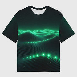 Мужская футболка оверсайз Круглый зеленый мистический фон