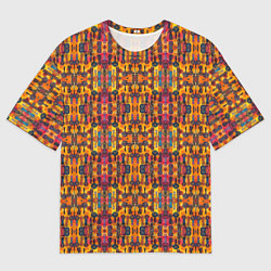 Футболка оверсайз мужская Розово-оранжевый африканский узор, цвет: 3D-принт
