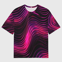Мужская футболка оверсайз Неоновая яркая геометрическая абстракция со светом